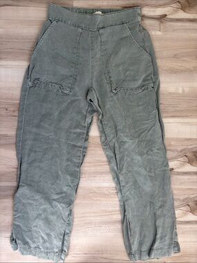 Linen blend Green Casual Utility Pants